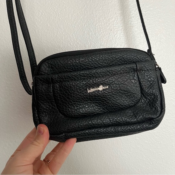 MultiSac Small Black Crossbody Bag Work Zippy Triple Compartment Compact Purse - Picture 1 of 14